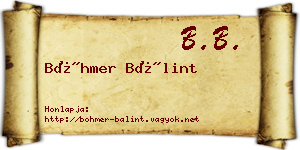 Böhmer Bálint névjegykártya