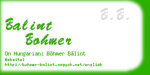 balint bohmer business card